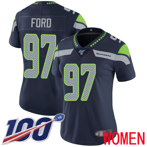 Seattle Seahawks Limited Navy Blue Women Poona Ford Home Jersey NFL Football #97 100th Season Vapor Untouchable->women nfl jersey->Women Jersey
